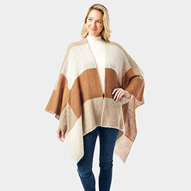 Color Block Ruana Poncho