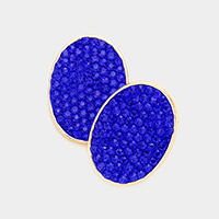 Rhinestone Embellished Oval Stud Earrings