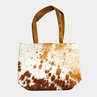 Animal Patterned Genuine Fur Calf Tote Bag