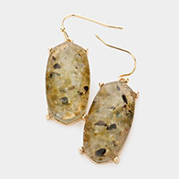 Semi Precious Hexagon Dangle Earrings