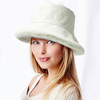 Faux Fur Inside Brim Solid Bucket Hat