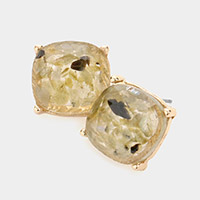 Semi Precious Square Stud Earrings