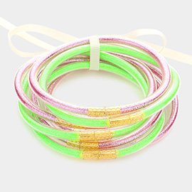 7PCS - Glitter Jelly Tube Bangle Bracelets