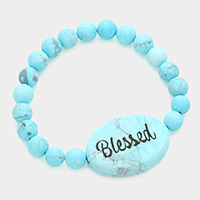 Blessed Message Semi Precious Stone Stretch Bracelet