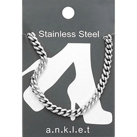 Stainless Steel Diamond Cut Cuban Chain Anklet