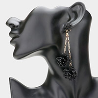 Dropped Beaded Double Ball Dangle Earrings