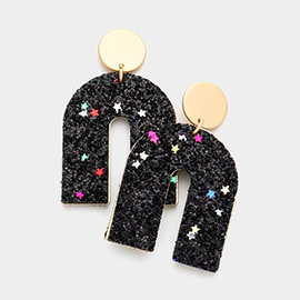 Glittered Arch Dangle Earrings