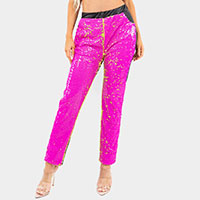 Reversible Sequin Skinny Pants