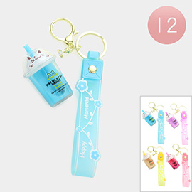 12PCS - Bubble Tea Cat Milk Cap Drink Keychains