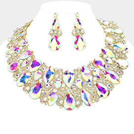 Marquise Teardrop Stone Accented Evening Necklace