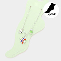 Rhinestone Embellished Fish Charm Anklet