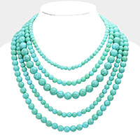 Natural Stone Multi Layered Bib Necklace