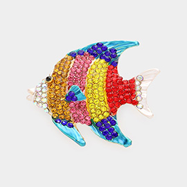 Rhinestone Pave Tropical Fish Pin Brooch