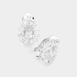 Teardrop Stone Cluster Clip On Evening Earrings