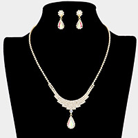 Teardrop Stone Accented Rhinestone Necklace