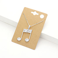 CZ Music Notes Pendant Necklace