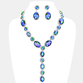 Glass Crystal Rhinestone Y Evening Necklace