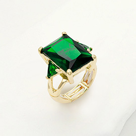 Rectangle Crystal Stretch Ring