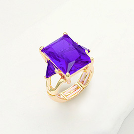 Rectangle Crystal Stretch Ring