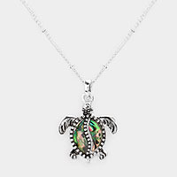 Abalone Turtle Pendant Necklace