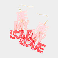 Be My Love Glittered Resin Message Link Dangle Earrings