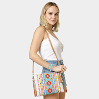 Aztec Patterned Wristlet Clutch / Crossbody Bag