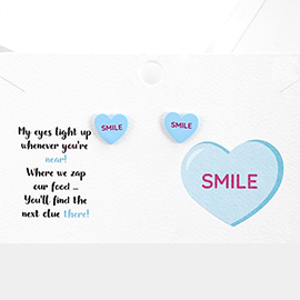 Smile Message Heart Stud Earrings