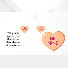 Be Mine Message Heart Stud Earrings