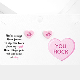 You Rock Message Heart Stud Earrings