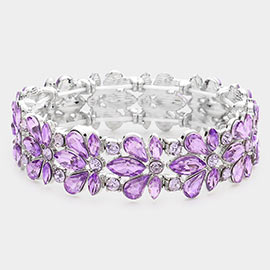 Floral Crystal Stretch Evening Bracelet