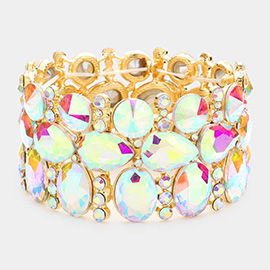 Multi Stone Cluster Evening Stretch Bracelet