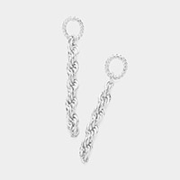 Open Metal Oval Link Linear Dangle Earrings