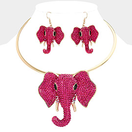 Rhinestone Pave Elephant Choker Necklace