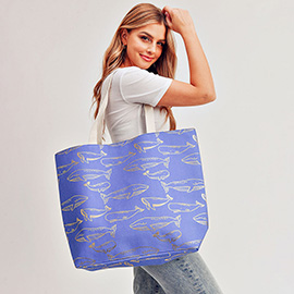 Metallic Whale Beach Tote Bag