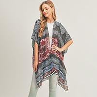 Paisley Print Cover Up Kimono Poncho