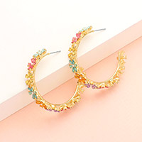 Flower Cluster Hoop Earrings