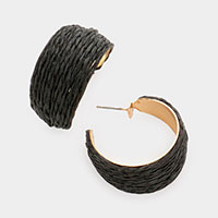 Raffia Metal Hoop Earrings