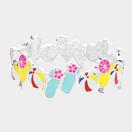 Enamel Flip Flop Ball Cocktail Stretch Bracelet