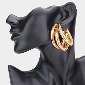 Triple Layered Metal Hoop Earrings