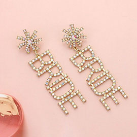 Bride Rhinestone Message Dangle Earrings