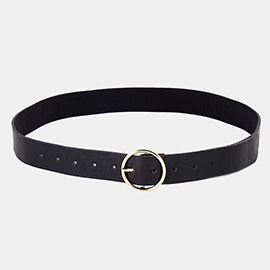 Open Metal Circle Buckle Faux Leather Belt