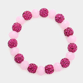 Shamballa Ball Faceted Bead Stretch Bracelet