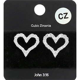 CZ Open Heart Stud Evening Earrings