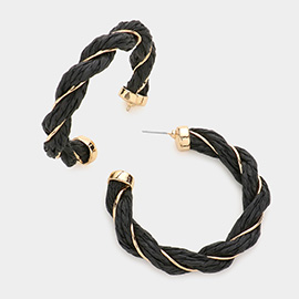 Braided Raffia Hoop Earrings