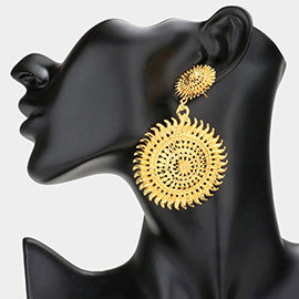 Metal Sun Dangle Earrings