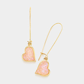 Druzy Heart Dangle Earrings