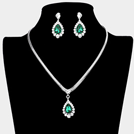 Teardrop Stone Accented Rhinestone Necklace