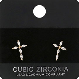 CZ Cross Stud Evening Earrings