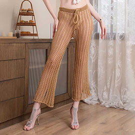 High Waist Wide Leg Crochet Cover Up Pants