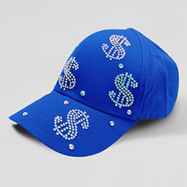 Bling Dollar Sign Patterned Baseball Cap